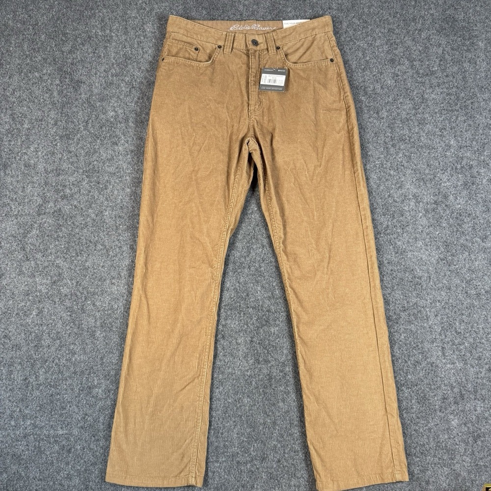 ✨ Eddie Bauer Men's Corduroy Pants 30x30 Flax Tan Beige Straight 5 Pocket NWT